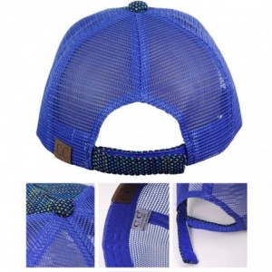 Baseball Caps 80's Multicolor Front Panel Mesh Back Adjustable Precurved Baseball Cap Hat - Royal Blue - C012O2B41YL $25.25