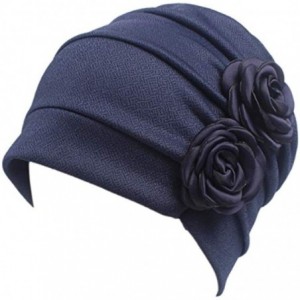 Skullies & Beanies Women Chemo Hat Beanie Flower Headscarf Turban Headwear for Cancer - 1c15-polyester-blue - C61889G5OLT $17.46