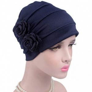 Skullies & Beanies Women Chemo Hat Beanie Flower Headscarf Turban Headwear for Cancer - 1c15-polyester-blue - C61889G5OLT $18.64