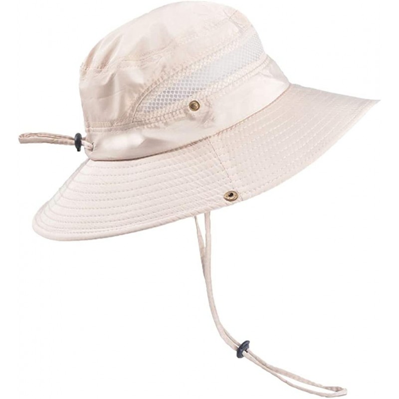 Bucket Hats Summer Outdoor Sun Hat Protection Bucket Mesh Boonie Hat Solid Fishing Cap Summer Best 2019 New - Beige - C018R3N...