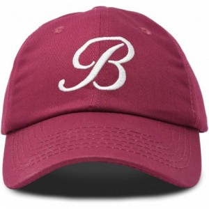 Baseball Caps Initial Hat Letter B Womens Baseball Cap Monogram Cursive Embroidered - Maroon - CE18TRL9TY6 $26.84