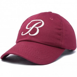 Baseball Caps Initial Hat Letter B Womens Baseball Cap Monogram Cursive Embroidered - Maroon - CE18TRL9TY6 $22.88
