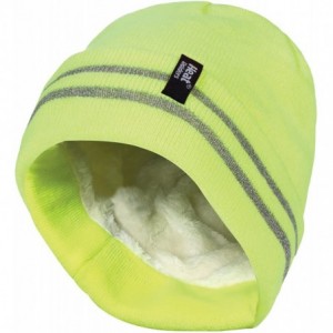Skullies & Beanies Mens Hi Vis Thermal Insulated Reversible Knit Cap 3.4 tog One Size - Yellow - CG12NSB8T28 $44.27