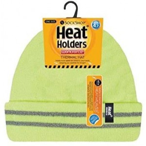Skullies & Beanies Mens Hi Vis Thermal Insulated Reversible Knit Cap 3.4 tog One Size - Yellow - CG12NSB8T28 $40.05