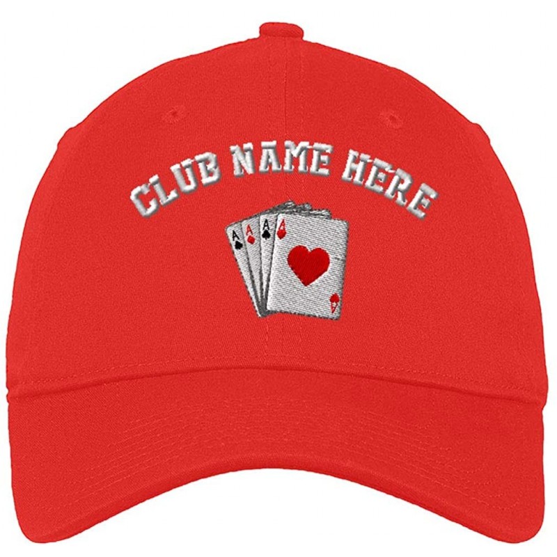 Baseball Caps Custom Low Profile Soft Hat Game Poker Cards As Logo Embroidery Club Cotton - Red - C218QWKGHEQ $41.11