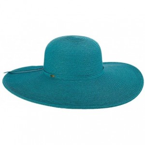 Sun Hats Women's Big Brim Paper Braid Hat - Turquoise - CS184RYZXXH $38.74