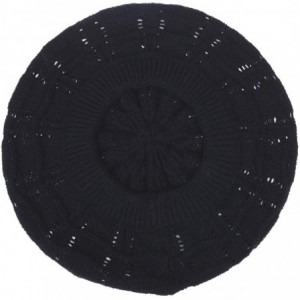Berets Chic Soft Knit Airy Cutout Lightweight Slouchy Crochet Beret Beanie Hat - 2-packdk.beige & Black - CG18LEHXWAA $31.11