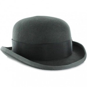 Fedoras Belfry Bowler Derby 100% Pure Wool Theater Quality Hat in Black Brown Grey Navy Pearl Green - Grey - C311UR9N3YL $102.13