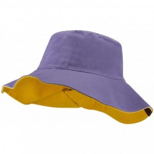 Bucket Hats Women's 100% Cotton Crushable Bucket Ponytail Messy Bun Sun Hat Reversible - Violet/Mustard - CJ18QI3HWUM $30.48