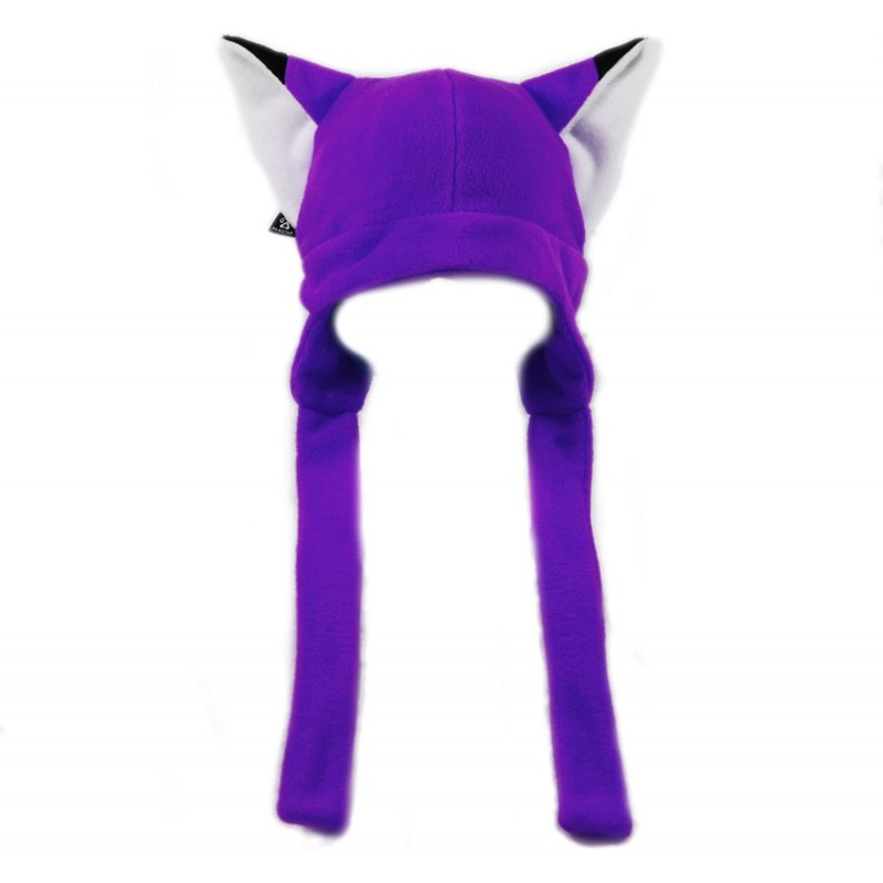 Skullies & Beanies Fleece Fox Ears Beanie Hat with Straps - Purple - CH18GOU788H $63.54
