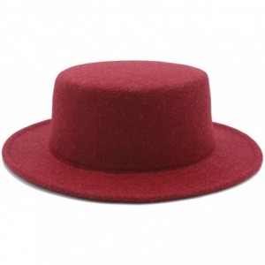 Sun Hats Boater Flat Top Hat for Women's Men' Felt Wide Brim Chapeu de Feltro Gambler Prok Pie Fedora Hat - 5 - CO18C6AN70D $...