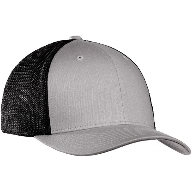 Baseball Caps Mesh Back Flex-Fit Trucker Style Caps - Silver/Black - C8126M5466H $33.34