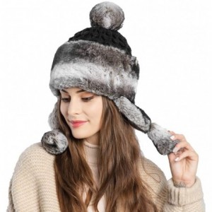 Bomber Hats Knitted Trapper Russian Aviator Trooper - Grey White - C218WWH7L7W $23.44