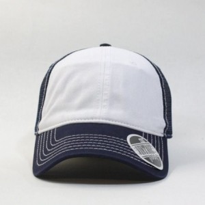 Baseball Caps Washed Cotton Unstructured Soft Mesh Adjustable Trucker Baseball Cap - Navy/White/Navy - CK12N2EHT2R $26.99