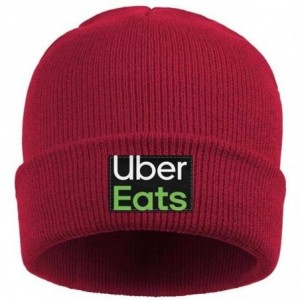 Skullies & Beanies Men Women's Knit Hat Uber-Eats- Style Warm Woolen Sport Skull Cap - Red-41 - CL18X78N8CO $20.49