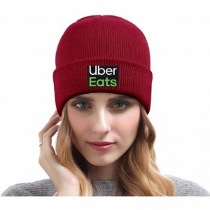Skullies & Beanies Men Women's Knit Hat Uber-Eats- Style Warm Woolen Sport Skull Cap - Red-41 - CL18X78N8CO $34.01