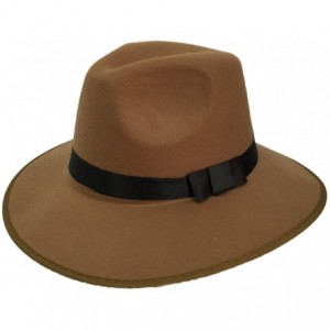 Fedoras Unisex Women Imitation Cashmere Large Brim Panama Sun Fedora Hat - Brown - C9121O4JVYN $32.83