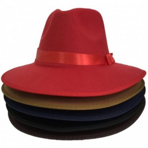 Fedoras Unisex Women Imitation Cashmere Large Brim Panama Sun Fedora Hat - Brown - C9121O4JVYN $32.83