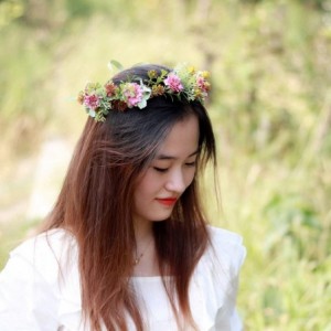 Headbands Flower Wreath Headband Floral Hair Garland Flower Crown Halo Headpiece Boho with Ribbon Wedding Party Photos - L - ...