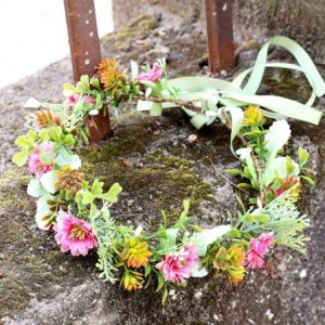 Headbands Flower Wreath Headband Floral Hair Garland Flower Crown Halo Headpiece Boho with Ribbon Wedding Party Photos - L - ...
