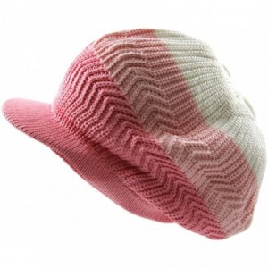 Skullies & Beanies Knitted Cotton Rasta Slouchy Beanie Visor - Ivory/L.pink/Pink - C312997QIY3 $37.91