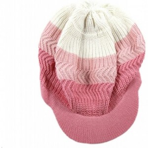 Skullies & Beanies Knitted Cotton Rasta Slouchy Beanie Visor - Ivory/L.pink/Pink - C312997QIY3 $41.14