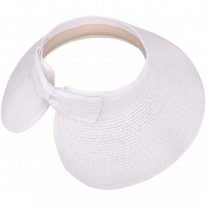 Visors Spring/Summer Classics Edition Straw Roll-able Sun Visor Hat - White - CE18DN272CR $33.08