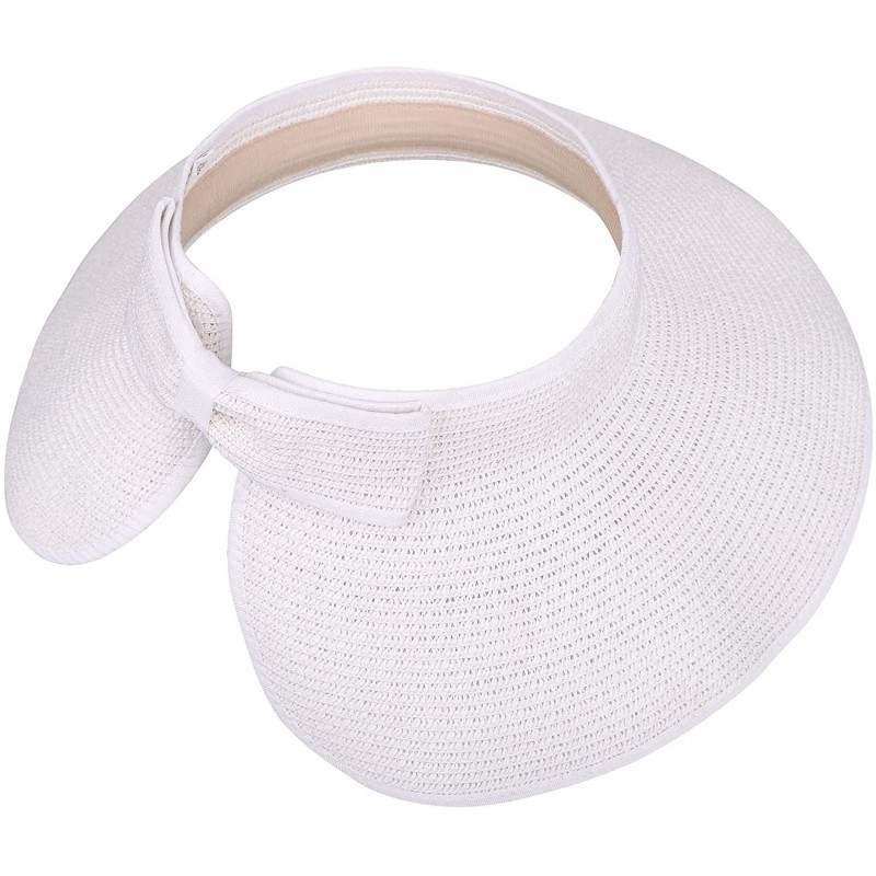 Visors Spring/Summer Classics Edition Straw Roll-able Sun Visor Hat - White - CE18DN272CR $32.31