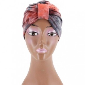 Skullies & Beanies Women Tie-Dye Headband Hat Cotton Softening Chemotherapy Cap Sleeping Cap Hair Loss Headwrap - Pink - CQ18...