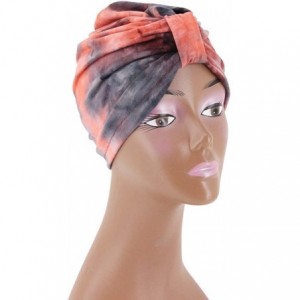 Skullies & Beanies Women Tie-Dye Headband Hat Cotton Softening Chemotherapy Cap Sleeping Cap Hair Loss Headwrap - Pink - CQ18...
