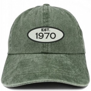 Baseball Caps Established 1970 Embroidered 50th Birthday Gift Pigment Dyed Washed Cotton Cap - Dark Green - CG180MZTM4I $37.28