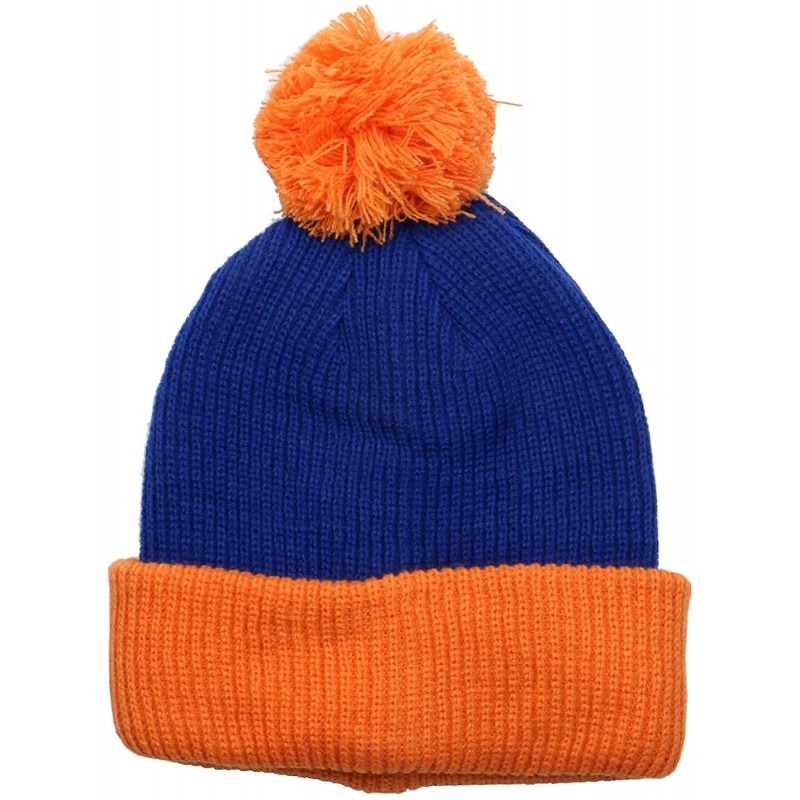 Skullies & Beanies The Two Tone Thick Knitted Cuffed Winter Pom Beanie - Blue/Orange - CA11SFY8G5L $19.97