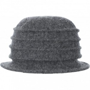 Bucket Hats Womens Winter Warm Wool Cloche Bucket Hat Slouch Wrinkled Beanie Cap with Flower - 2 Style-drak Grey - CA1845H9SI...