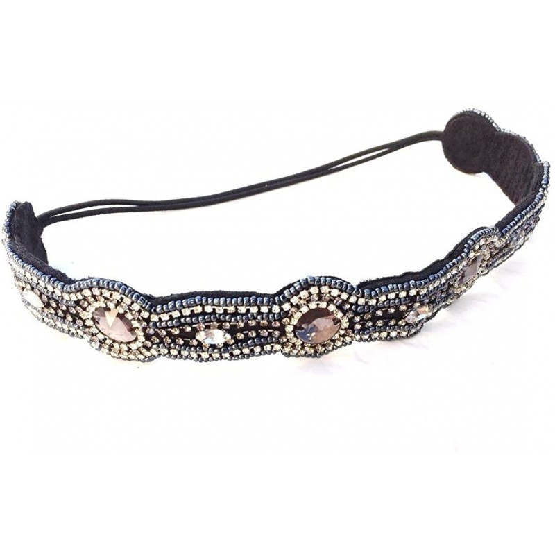 Headbands Bohemian Indian Princess Beaded Elastic Headband - Grey - CR12E6LZ5U5 $52.72