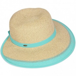 Sun Hats Beach Hats for Women Wide Brim Summer Sun hat- Floppy Paper Straw Foldable Packable - Mix/Mint 09 - CI18RD5KEG0 $30.51