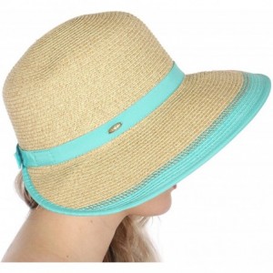 Sun Hats Beach Hats for Women Wide Brim Summer Sun hat- Floppy Paper Straw Foldable Packable - Mix/Mint 09 - CI18RD5KEG0 $33.36