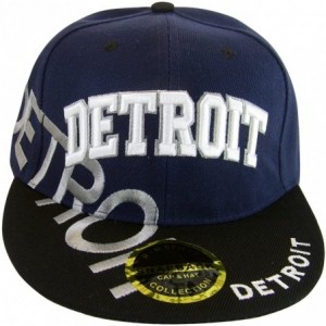 Baseball Caps Detroit Large Script Men's Adjustable Snapback Baseball Caps - Navy/Black White Script - CC17YIEKCG5 $14.87