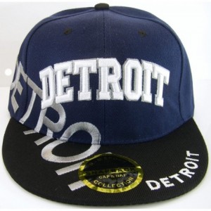 Baseball Caps Detroit Large Script Men's Adjustable Snapback Baseball Caps - Navy/Black White Script - CC17YIEKCG5 $25.80