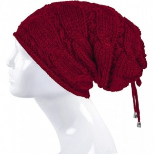 Skullies & Beanies Cable Knit Slouchy Chunky Oversized Soft Warm Winter Beanie Hat - Burgundy - C4186Y5HE6N $23.85