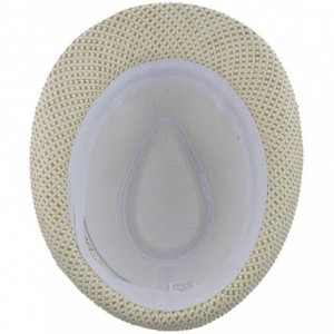Fedoras Fedora Straw Hat for Mens Women Sun Beach Derby Panama Summer Hats w Brim Black to White - Navy Sand - CM184XLML39 $2...