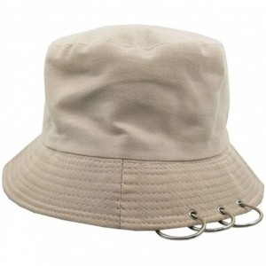 Bucket Hats Kpop Bucket-Hat with Rings-Fisherman-Cap - Men Women Unisex Caps with Iron Rings - Khaki - CJ18TGXDA6T $19.87