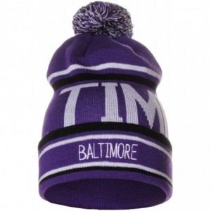 Skullies & Beanies Unisex USA Cities Fashion Large Letters Pom Pom Knit Hat Beanie - Baltimore Purple - C212NRDKUW9 $22.07