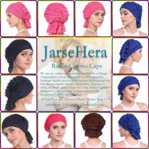 Skullies & Beanies Women Ruffle Chemo Headwear Slip-on Cancer Scarf Stretch Cap Turban for Hair Loss - Basic-gray 1 Pair - C1...
