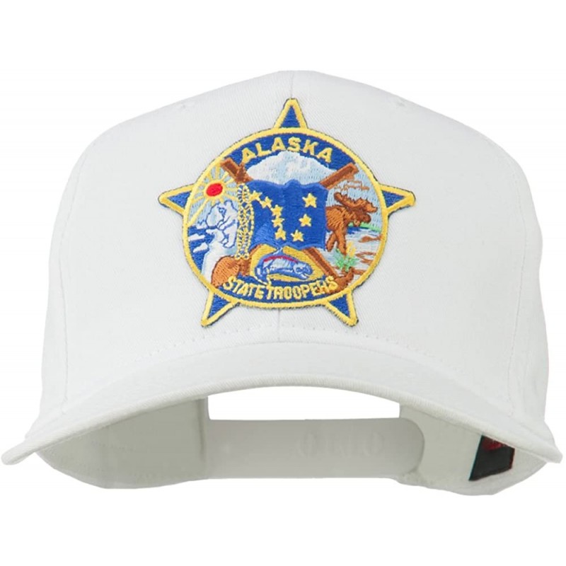 Baseball Caps Alaska State Troopers Patch Cap - White - CJ11RNPCE2T $42.97