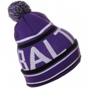 Skullies & Beanies Unisex USA Cities Fashion Large Letters Pom Pom Knit Hat Beanie - Baltimore Purple - C212NRDKUW9 $23.83