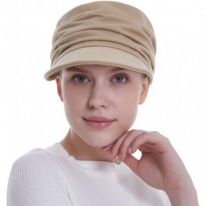 Skullies & Beanies Fashion Hat Cap with Brim Visor for Woman Ladies- Best for Daily Use - Beige - CR194D6ZKGZ $28.54