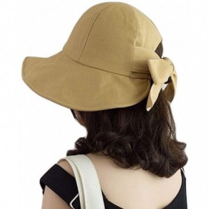 Sun Hats Women's Ponytail Sun Hat Summer Foldable UV Protection Hats Wide Brim Beach Hat - Khaki - CR18T3EL7DN $19.16