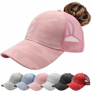 Baseball Caps Womens Ponytail Messy High Buns Trucker Ponycaps Plain Baseball Cap Dad Hat Adjustable Snapback - O-camo Pink -...