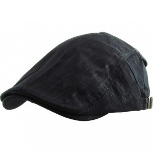 Newsboy Caps Classic Solid Cotton Denim Newsboy Ivy Gatsby Cabbie Ascot Hat Cap Adjustable - (107) Black - CE1211NKEAV $26.72