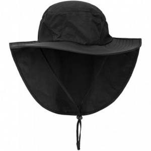 Sun Hats Outdoor Large Brim Fishing Hat with Neck Cover UPF 50+ Mesh Sun Hats - Black - CE18QCCYLRQ $28.02